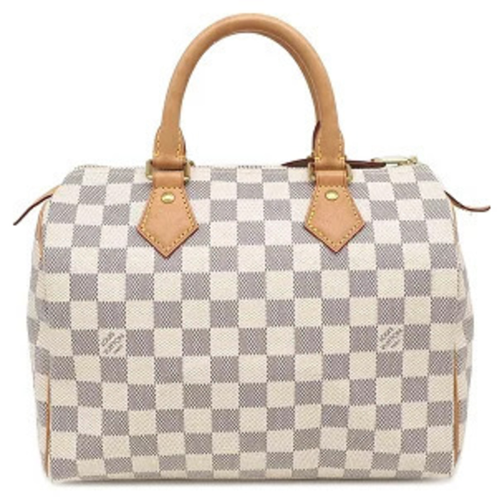 Louis Vuitton Speedy Handbag Damier Azur White Canvas White